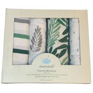 Cloud Island 4 baby flannel blankets receiving blankets, 100% cotton 30x30